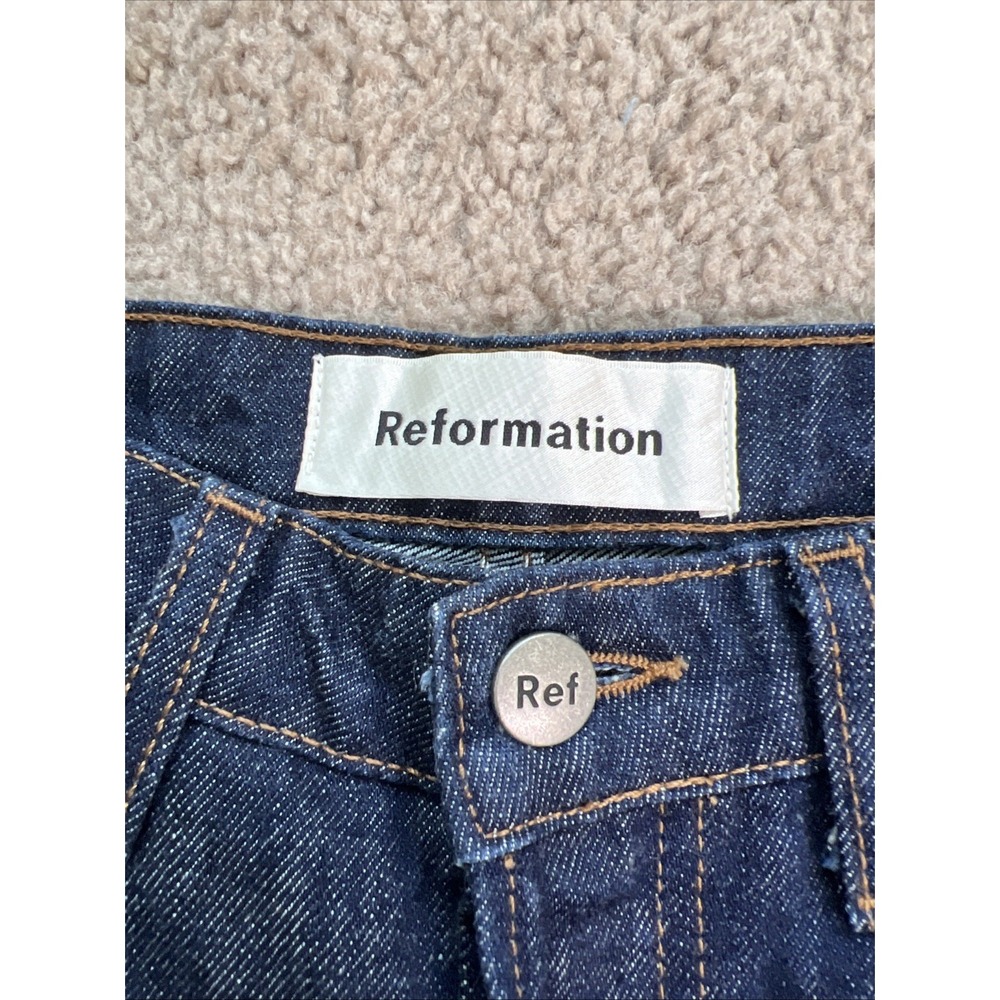 Reformation Womens 24 Winona Mid Slim Blue Jean Dark Wash - Picture 3 of 11